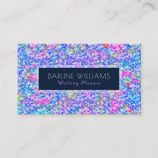 Colourful Bright Colours Glitter Pattern Business Card (Front)