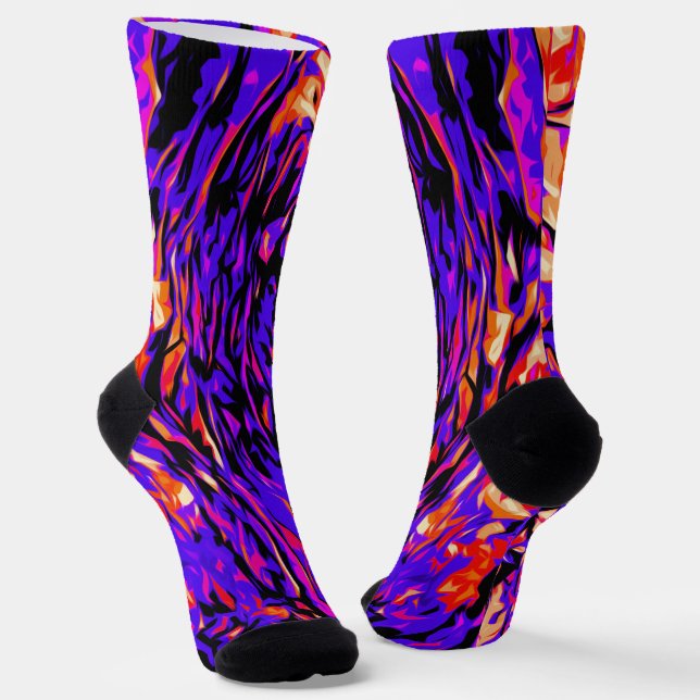 Colourful Bright Colours Pink Purple Red Orange Socks (Angled)