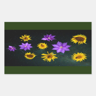 Colourful Bright Cut Out Flowers Rectangular Stick Sticker