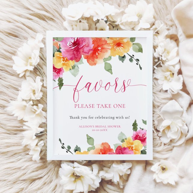Colourful bright floral bridal shower favours sign (Creator Uploaded)