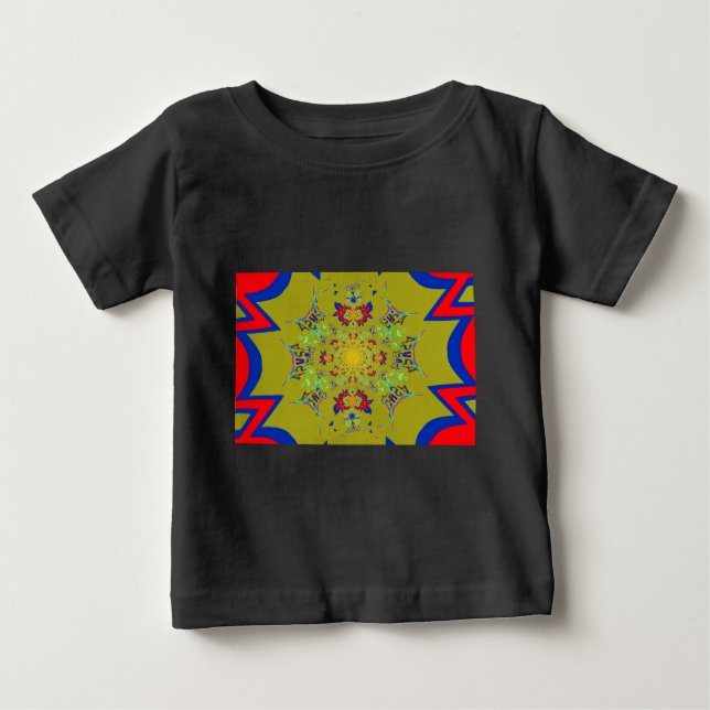 Colourful Bright Floral Damask Design Art Print Baby T-Shirt (Front)