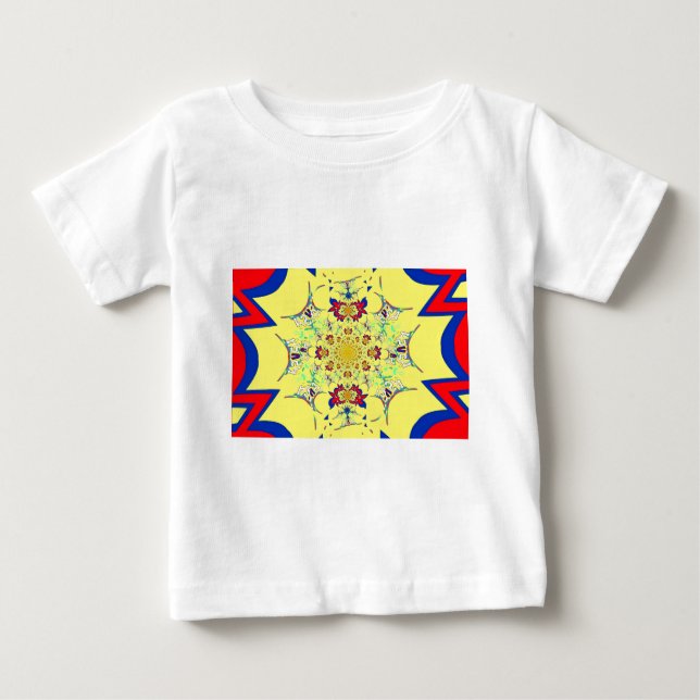Colourful Bright Floral Damask Design Art Print Baby T-Shirt (Front)