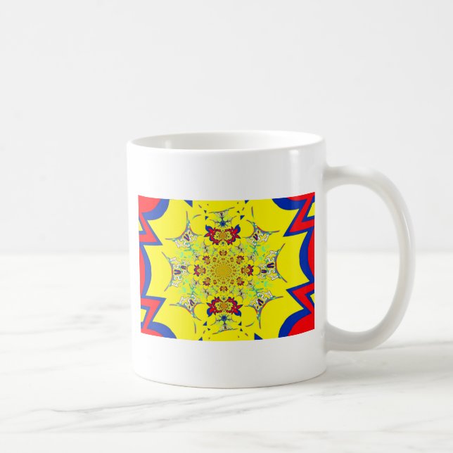 Colourful Bright Floral Damask Design Art Print Coffee Mug (Right)