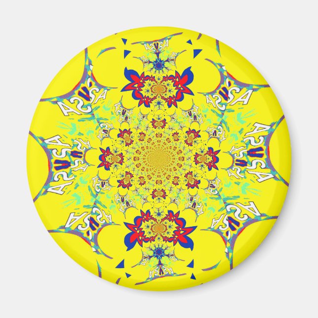 Colourful Bright Floral Damask Design Art Print Magnet (Front)
