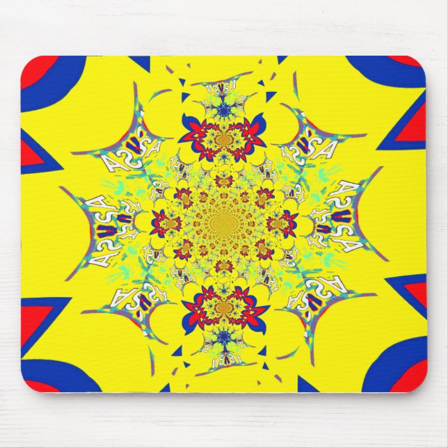 Colourful Bright Floral Damask Design Art Print Mouse Pad (Front)