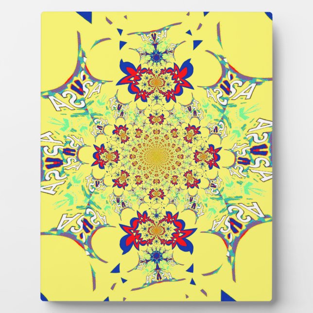 Colourful Bright Floral Damask Design Art Print Plaque (Front)