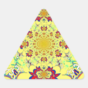 Colourful Bright Floral Damask Design Art Print Triangle Sticker
