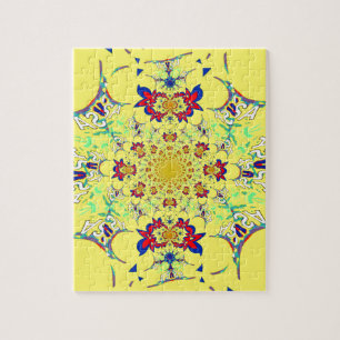 Colourful Bright floral damask design Jigsaw Puzzle