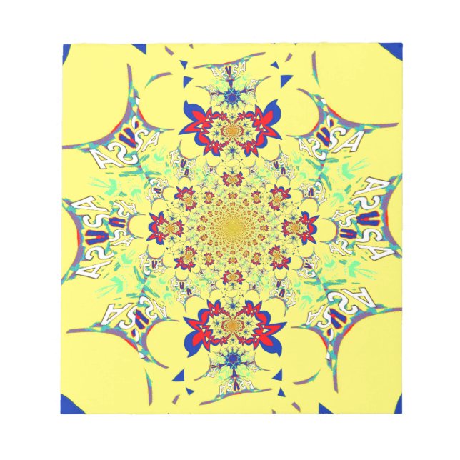 Colourful Bright floral damask design Notepad (Front)