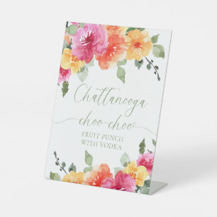 Colourful bright floral fruit punch pedestal sign