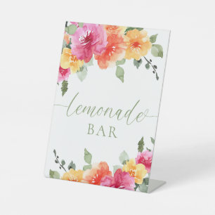Colourful bright floral lemonade bar  pedestal sign