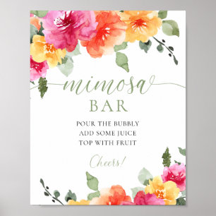 Colourful bright floral mimosa bar sign