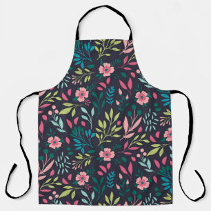 Colourful bright floral print with flowers and lea apron