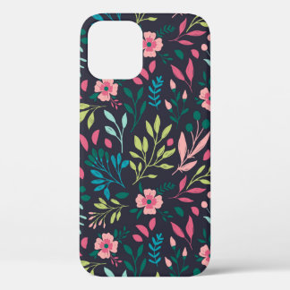 Colourful bright floral print with flowers and lea iPhone 12 case