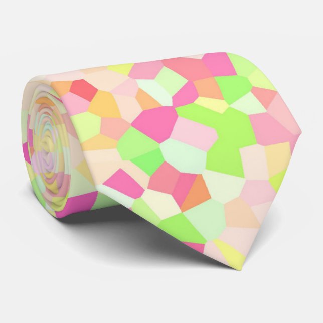 Colourful Bright Funky Eclectic Sprinkle Mosaic Tie (Rolled)