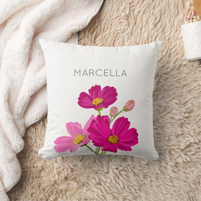 Colourful Bright Garden Cosmos Flowers Custom  Cushion (Blanket)