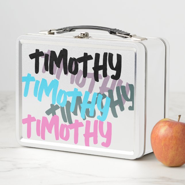 Colourful Bright Graffiti Style Cool Kids Name Metal Lunch Box (In Situ)
