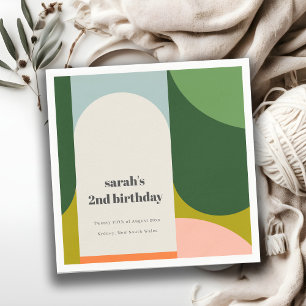 Colourful Bright Groovy Retro Arch Any Age Birthda Napkin