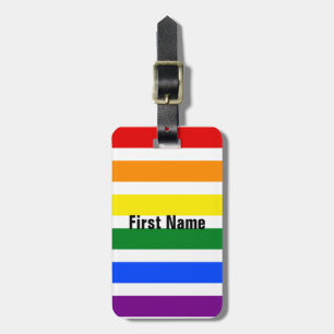 Colourful Bright Happy Rainbow Stripes Luggage Tag