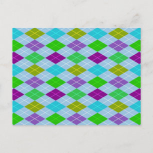 Colourful Bright Harlequin Geometric Pattern Postcard