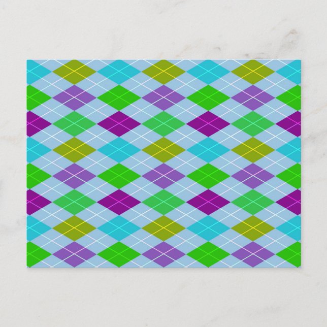 Colourful Bright Harlequin Geometric Pattern Postcard (Front)