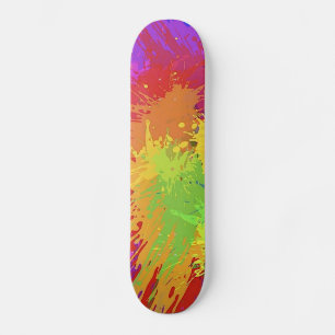 Colourful Bright Ink Splat Design Vector Skateboard