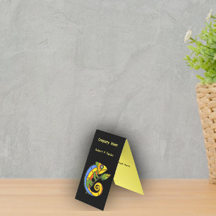 Colourful Bright Lizard Branch Leaf Black Yellow Business Card