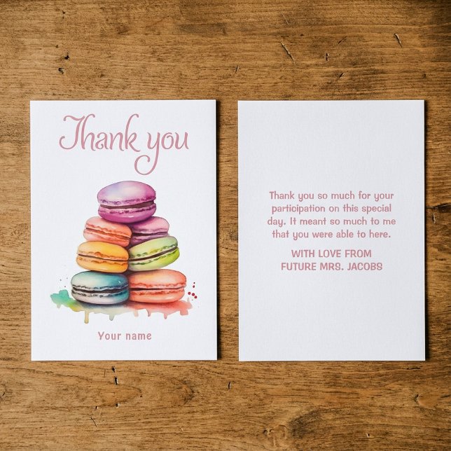 Colourful bright macaroon watercolor bridal shower thank you card (Colorful bright macaroon watercolor bridal shower thank you card.)