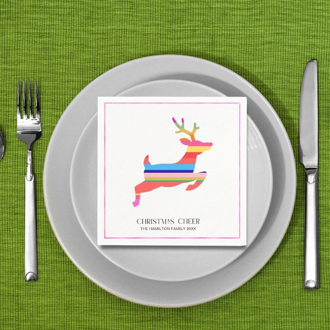 Colourful Bright Modern Christmas Reindeer Napkin (Creator Uploaded)