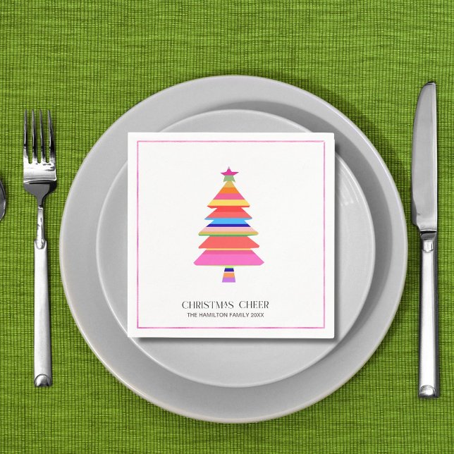 Colourful Bright Modern Christmas Tree Napkin (Creator Uploaded)