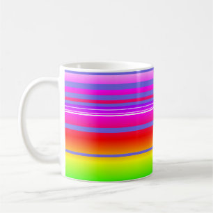 Colourful bright multicolor striped mug