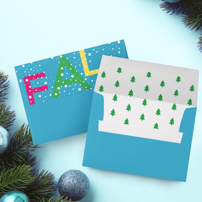 Colourful Bright Neon Fa La La Christmas Tree Blue Envelope (Colourful Bright Neon Fa La La Christmas Tree Blue Envelope)