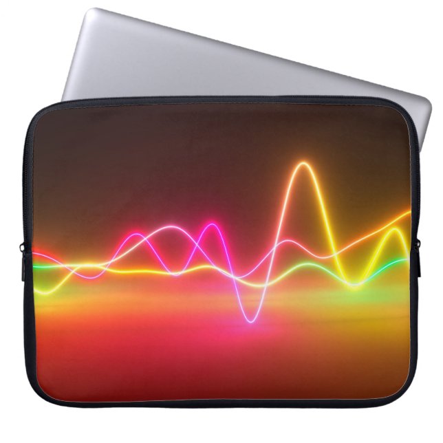 Colourful bright neon glowing graphic equalizer. M Laptop Sleeve (Front)