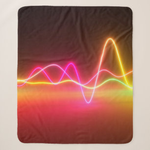 Colourful bright neon glowing graphic equalizer. M Sherpa Blanket