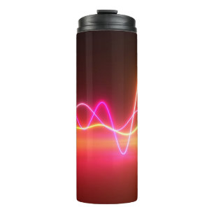 Colourful bright neon glowing graphic equalizer. M Thermal Tumbler