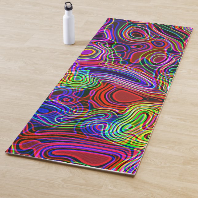 Colourful Bright Neon Rainbow Yoga Mat (In Situ)