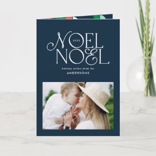 Colourful bright Noel Christmas geometric photo Holiday Card