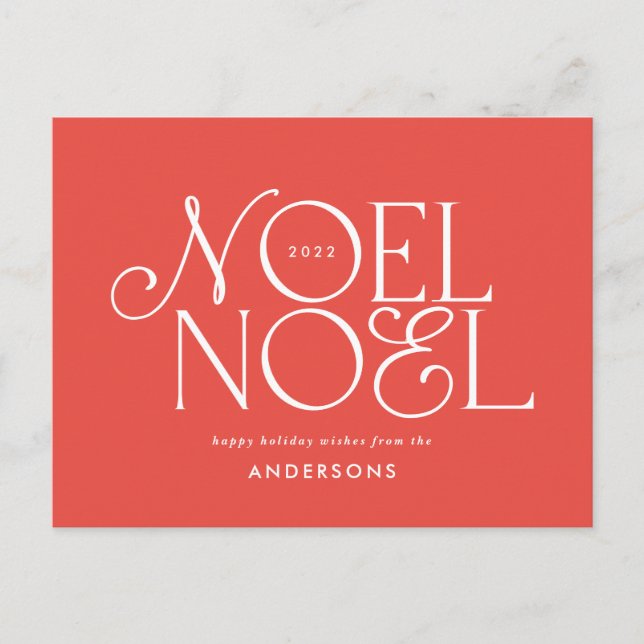 Colourful bright Noel Christmas geometric script  Holiday Postcard (Front)