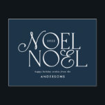 Colourful bright Noel Christmas geometric script   Holiday Postcard<br><div class="desc">Colourful bright fun Noel Christmas geometric typography script holiday design. Red,  green,  navy blue and pink colorway.</div>