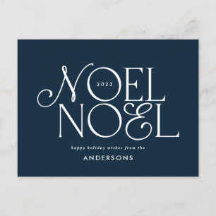 Colourful bright Noel Christmas geometric script   Holiday Postcard