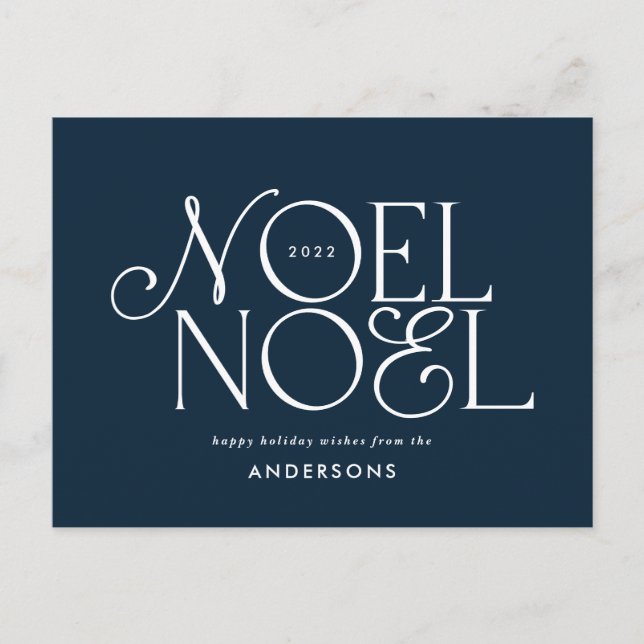 Colourful bright Noel Christmas geometric script   Holiday Postcard (Front)