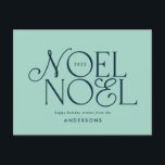 Colourful bright Noel Christmas geometric script   Holiday Postcard<br><div class="desc">Colourful bright fun Noel Christmas geometric typography script holiday design. Red,  green,  navy blue and pink colorway.</div>
