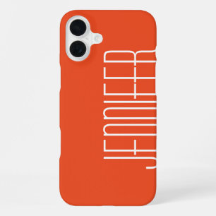 Colourful Bright Orange, Personalised Jumbo Name iPhone 16 Plus Case