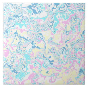 Colourful Bright Pastel Groovy Boho Abstract Marbl Ceramic Tile