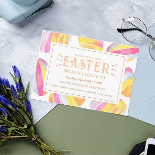 Colourful Bright Pastel Pink Easter Egg Hunt  Invi Invitation