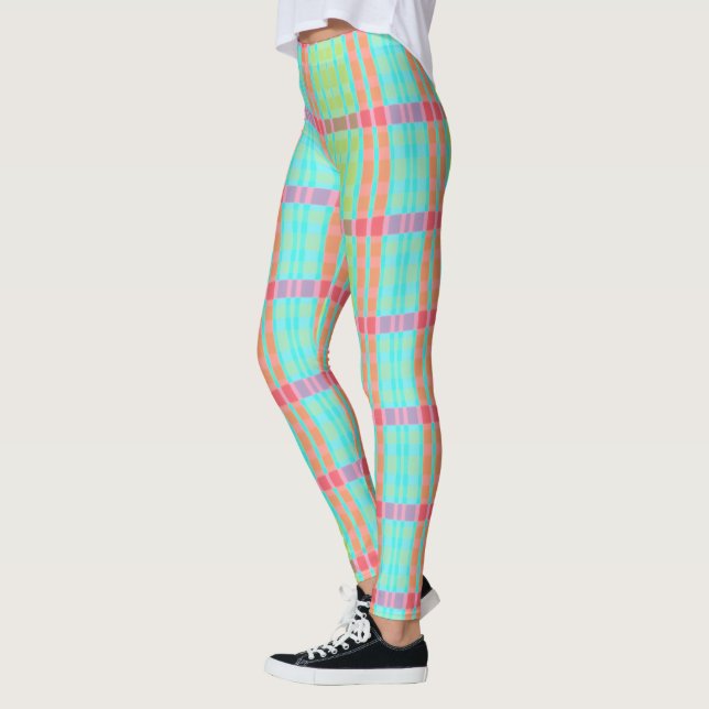 Colourful Bright Plaid Leggings (Left)