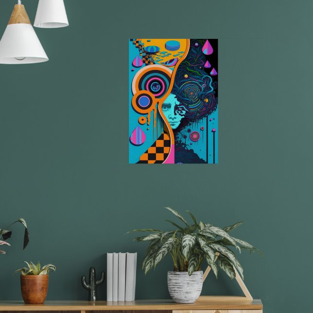 Colourful Bright Psychedelic Abstract Wall Print (Living Room 1)