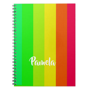 Colourful bright rainbow lines notebook