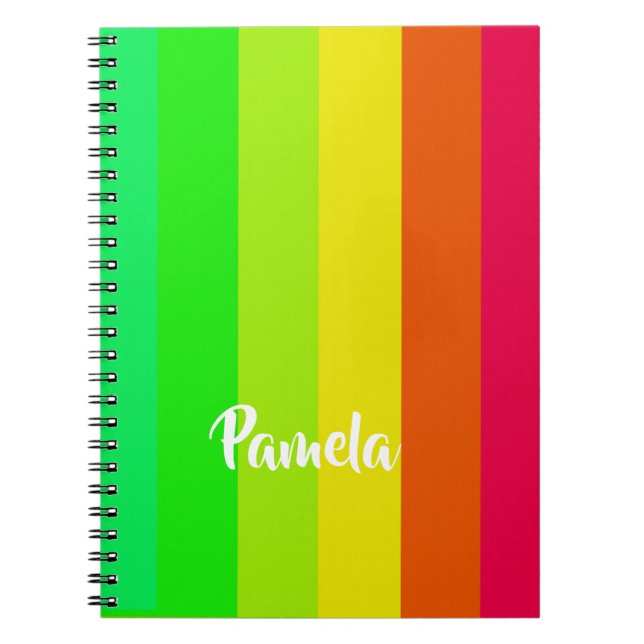 Colourful bright rainbow lines notebook (Front)