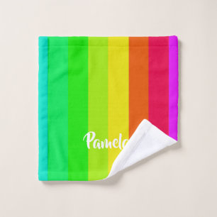 Colourful bright rainbow lines wash cloth
